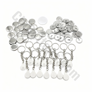 Keychain Parts - 25mm Round Versa-back Keychain (100 sets)