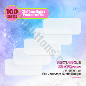 Mylar Sheets for 25x70mm Rectangle button badges (100 pcs)