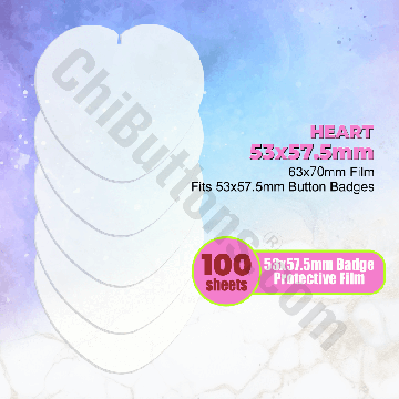 Mylar Sheets for 53x57.5mm Heart button badges (100 pcs)