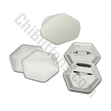 Pin Parts - Hexagon 58x65mm Pin Badge (100sets)