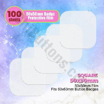 Mylar Sheets for 50x50mm Square button badges (100 pcs)