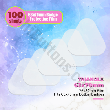 Mylar Sheets for 63x70mm Triangle button badges (100 pcs)